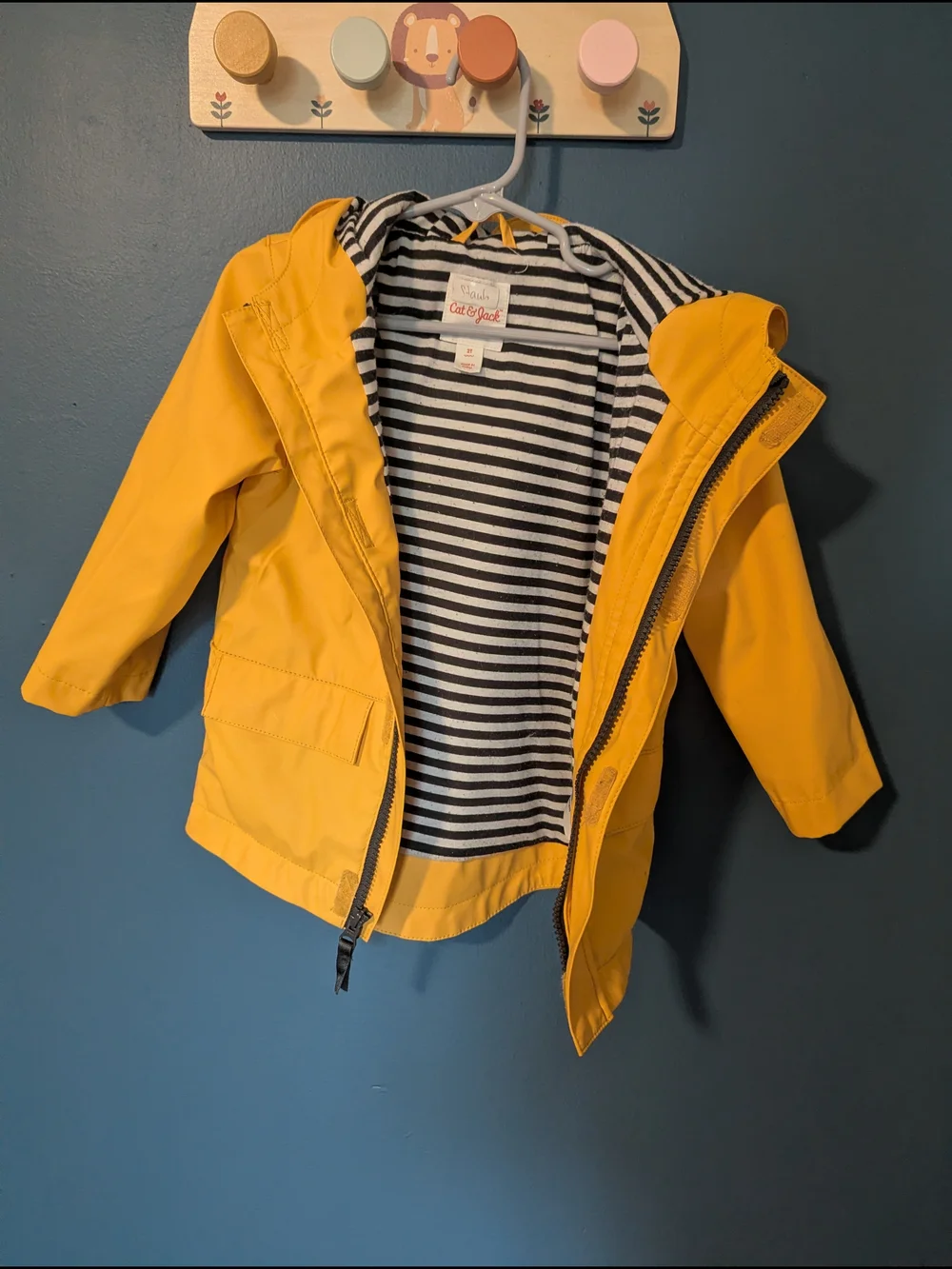Cat & Jack Toddler Yellow Rain Jacket with Striped Lining